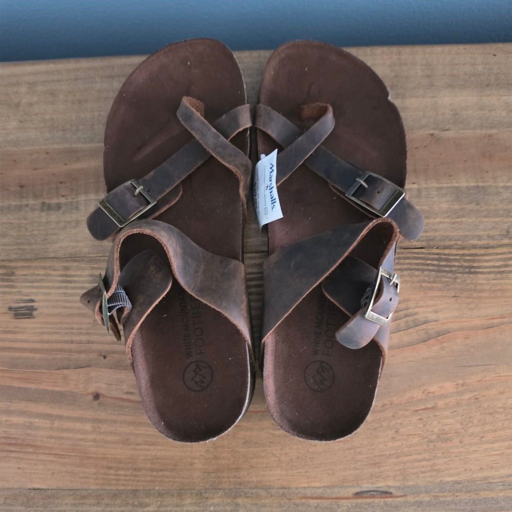White Mountain Womens Gracie Sandal Brown Buckle Toe Loop Footbed 10 - Picture 4 of 11